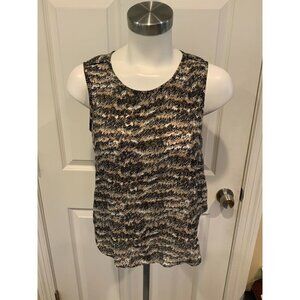 Rag & Bone Tan/Black/White Wavy Print Lightweight Tank Top, Size XS